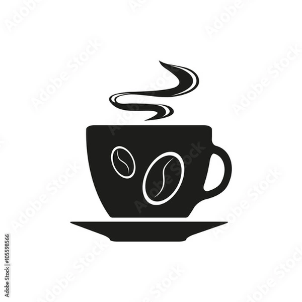 Fototapeta Single black coffee cup or mug icon