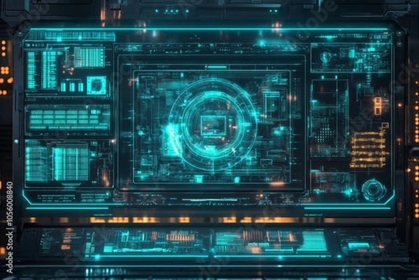 Fototapeta sci-fi and high tech data screen, 