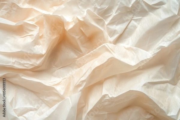 Obraz Soft crumbled beige and white tissue paper texture background for creative photography projects