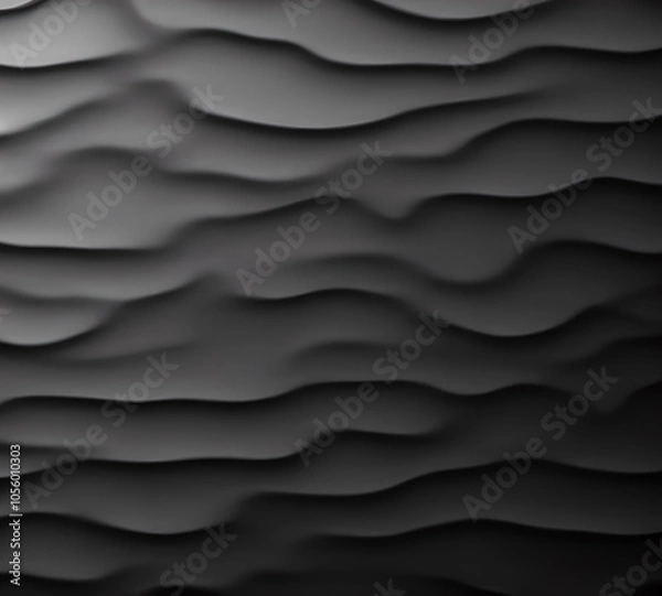Fototapeta black wavy texture background, soft transition of colors and tones, new format, neat cracks, 8k quality.Generative AI