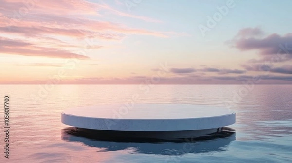 Fototapeta 3d rendered abstract podium over the sea 