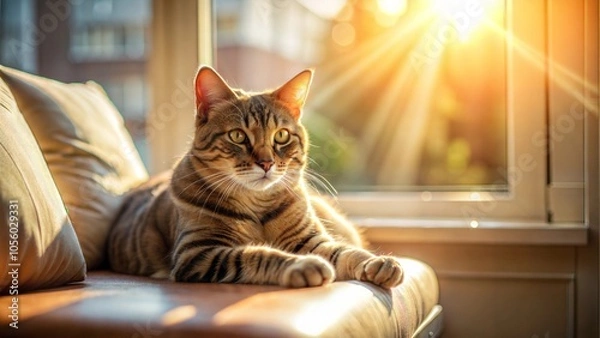 Obraz Illustration: cat lying on the sofa