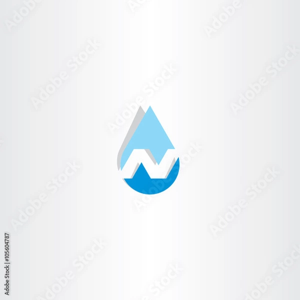 Fototapeta water drop letter n icon vector