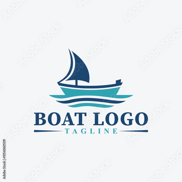 Fototapeta Sailing Serenity Boat Logo Vector Design