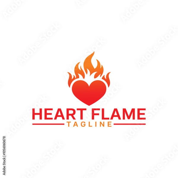 Fototapeta Passionate Heart Flame Logo Vector Design