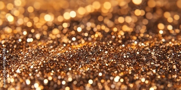 Fototapeta Dark golden bokeh glitter texture creating a shimmering backdrop, perfect for festive decorations and artistic design