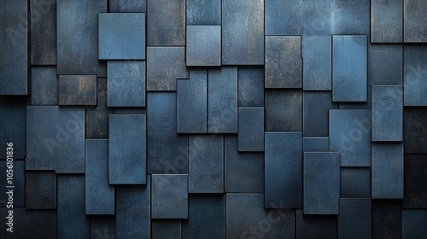 Fototapeta Dynamic Blue Rectangle Wall Art: A Textured Visual Rhythm Perfect for Sporty Interiors and Modern Home Decor