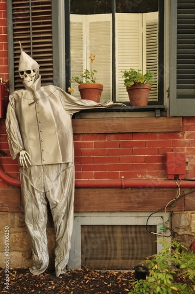 Fototapeta Man of tin by window for Halloween