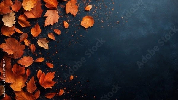 Obraz orange leaves on a black background