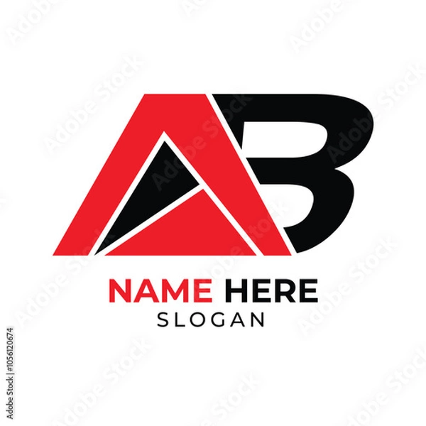 Fototapeta Vector AB Letter logo template with red & black color