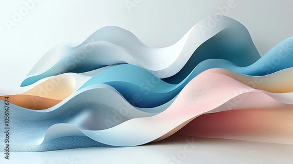 Fototapeta Elegant Minimalist Abstract Background with Flowing Shapes in Pastels