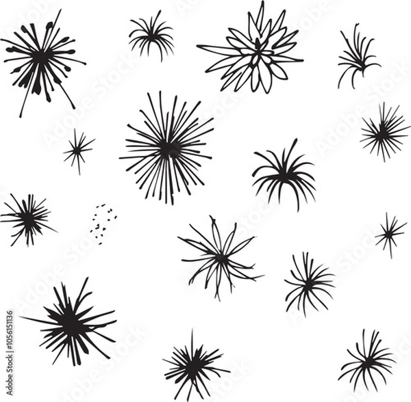 Fototapeta abstract clipart, firework illustration, blob star, hand-drawn, minimalism, cartoon explosion, comic bang, sketch, ink drawing, design symbols, simple shapes, graphic design, burst symbol, ink sketch,
