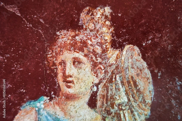 Fototapeta Figure of a woman painted in a Fresco in a Domus of Pompeii