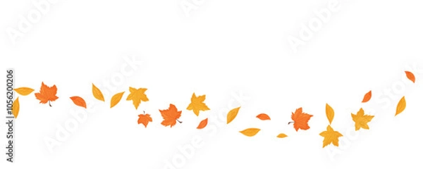 Fototapeta Wave of falling leaves. Leaf fall. Autumn falling leaves on a transparent background.
