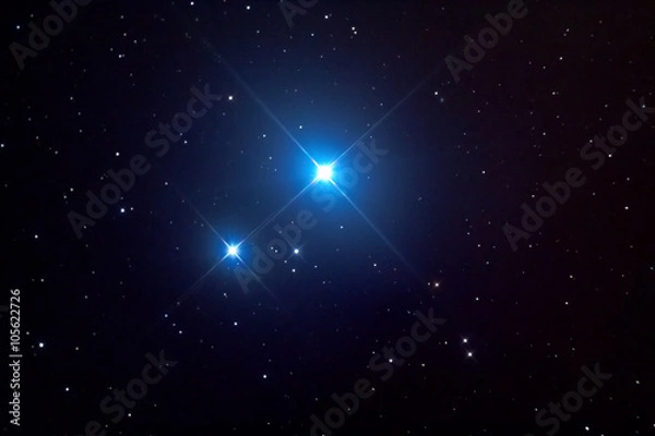 Obraz Mizar (double star) and Alcor (star) in Ursa Major constellation. Mizar (stella doppia) e Alcor (stella) nella costellazione dell'Orsa Maggiore. 