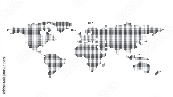 Fototapeta Abstract world map made of circular dots on a white background