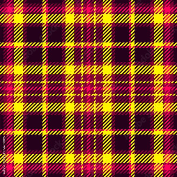 Fototapeta Celebrate pattern textile vector, window check plaid fabric. Birthday tartan texture background seamless in bright and black colors.