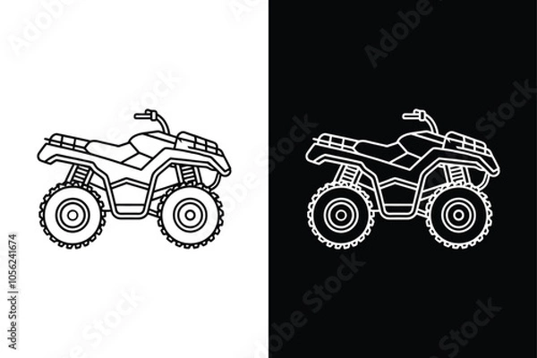Fototapeta Black ATV icon on White Background Vector Art Illustration on white background.