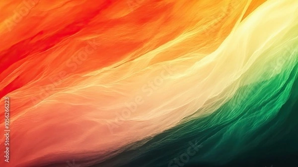 Fototapeta Vibrant gradients of the Indian flag colors merging into a smooth background.