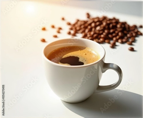 Obraz cup of hot coffee with foam,