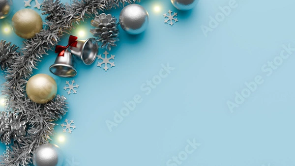 Fototapeta christmas ornaments copy space backgrounds. 3d rendering