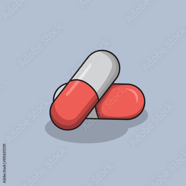 Obraz Vector illustration Capsule. Vector design Medicine. Rounded Capsule Vector Cartoon design illustration and icon for website, digital and print