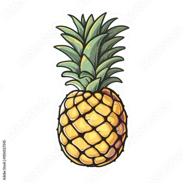 Fototapeta A pineapple is drawn in a cartoon style. Generative AI