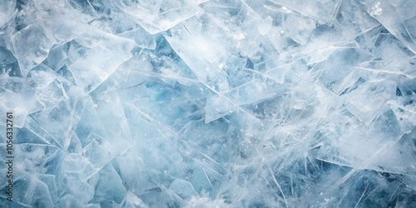 Fototapeta A Frozen Abstract of Shattered Ice, Translucent and Blue, a Textural Tapestry of Winter's Cold Embrace