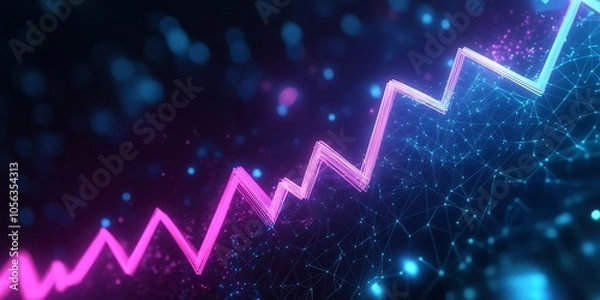 Fototapeta Futuristic Hand Touching Multiple Ascending Arrows, Symbolizing Business Growth and Collaboration in a Digital Business Landscape with a Blue-Purple Palette