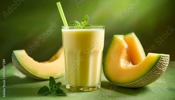 Fototapeta Refreshing melon smoothie