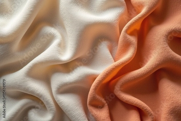 Fototapeta Smooth Linen Fabric Waving in Soft Pastel Colors – Serene and Elegant Background