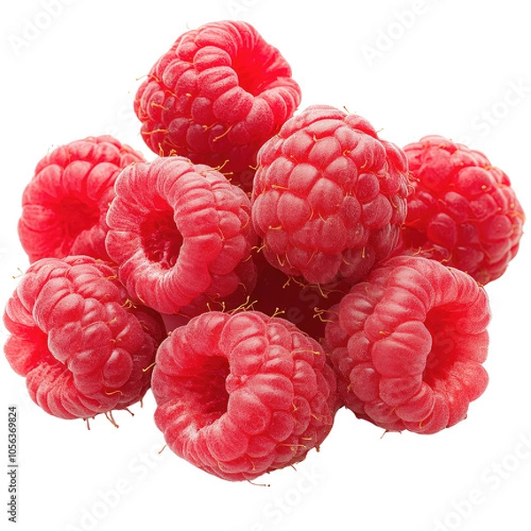 Fototapeta A bunch of red raspberries are piled on top of each other