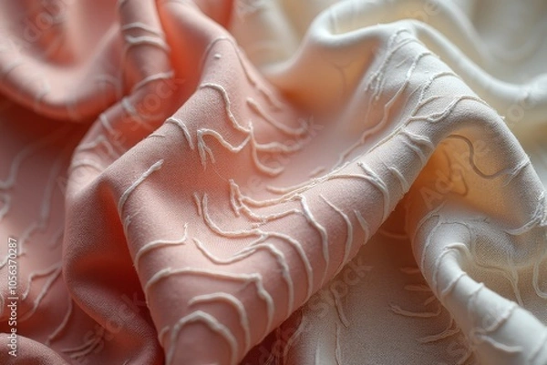 Fototapeta Smooth Linen Fabric Waving in Soft Pastel Colors – Serene and Elegant Background