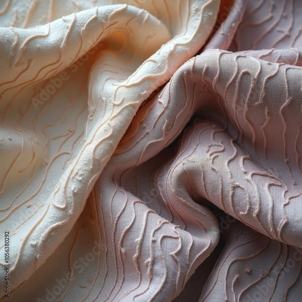 Fototapeta Smooth Linen Fabric Waving in Soft Pastel Colors – Serene and Elegant Background