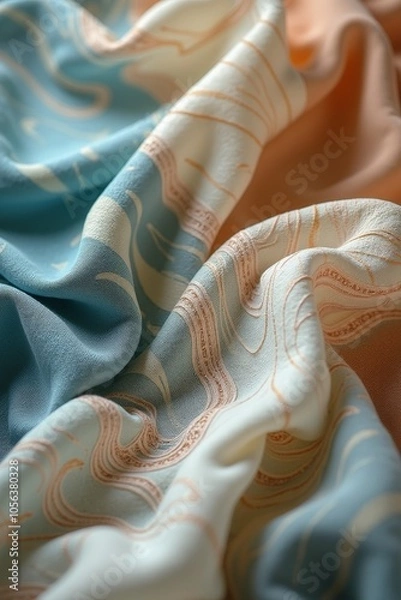 Fototapeta Smooth Linen Fabric Waving in Soft Pastel Colors – Serene and Elegant Background