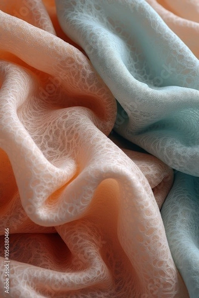 Fototapeta Smooth Linen Fabric Waving in Soft Pastel Colors – Serene and Elegant Background