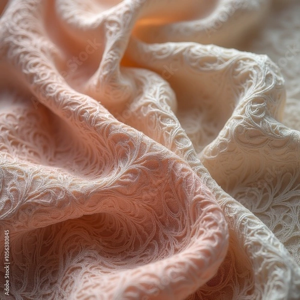 Fototapeta Smooth Linen Fabric Waving in Soft Pastel Colors – Serene and Elegant Background