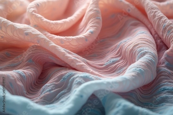 Fototapeta Smooth Linen Fabric Waving in Soft Pastel Colors – Serene and Elegant Background