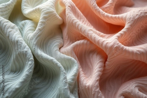 Fototapeta Smooth Linen Fabric Waving in Soft Pastel Colors – Serene and Elegant Background
