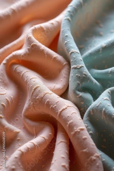 Fototapeta Smooth Linen Fabric Waving in Soft Pastel Colors – Serene and Elegant Background