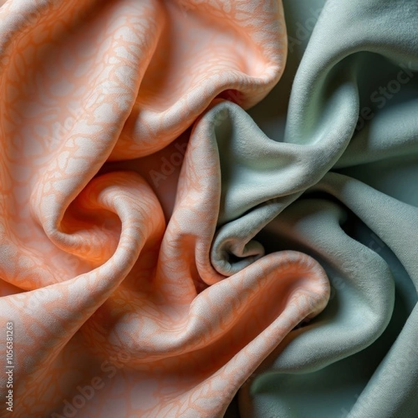 Fototapeta Smooth Linen Fabric Waving in Soft Pastel Colors – Serene and Elegant Background