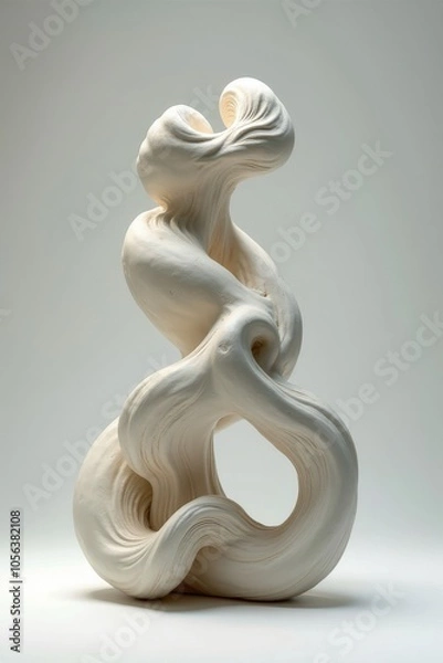 Fototapeta Fluid Abstract Statue on Neutral Background: Modern Artistic Sculpture