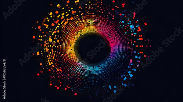 Fototapeta Abstract Background with Circular Pixelated Design
