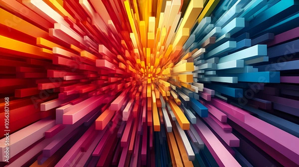 Fototapeta Abstract 3D Background with Colorful Rectangular Stripes