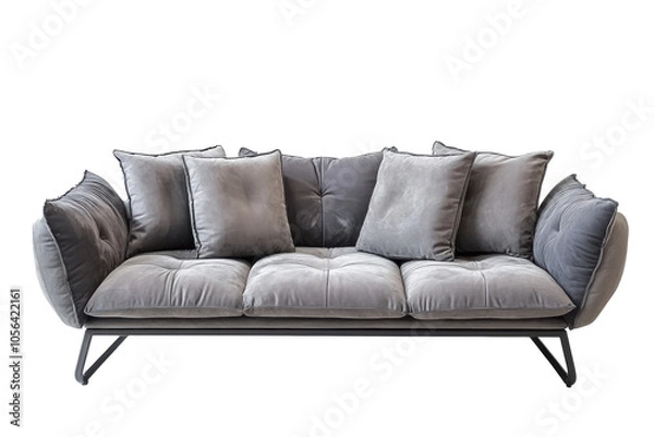 Fototapeta PNG Image of Grey Sofa