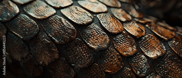 Fototapeta Close up of textured skin on an elegant snake's body, generative AI