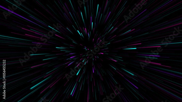 Fototapeta Abstract background depicting traveling a Journey Through the Cosmic Veil of Energy, Speed, and Neon Streaks in a Vibrant Universe of Futuristic Power and Hyperspace Dynamics