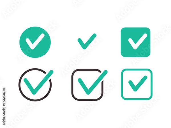 Fototapeta Set of check marks for agreement, vote, confirmation, choise