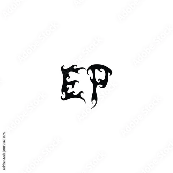 Fototapeta EP monogram logo design letter text name symbol monochrome logotype alphabet character simple logo