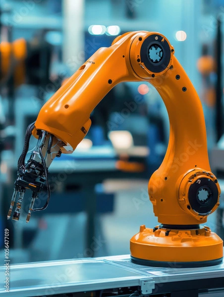 Fototapeta An industrial robotic arm designed for automation and precision tasks in manufacturing settings.